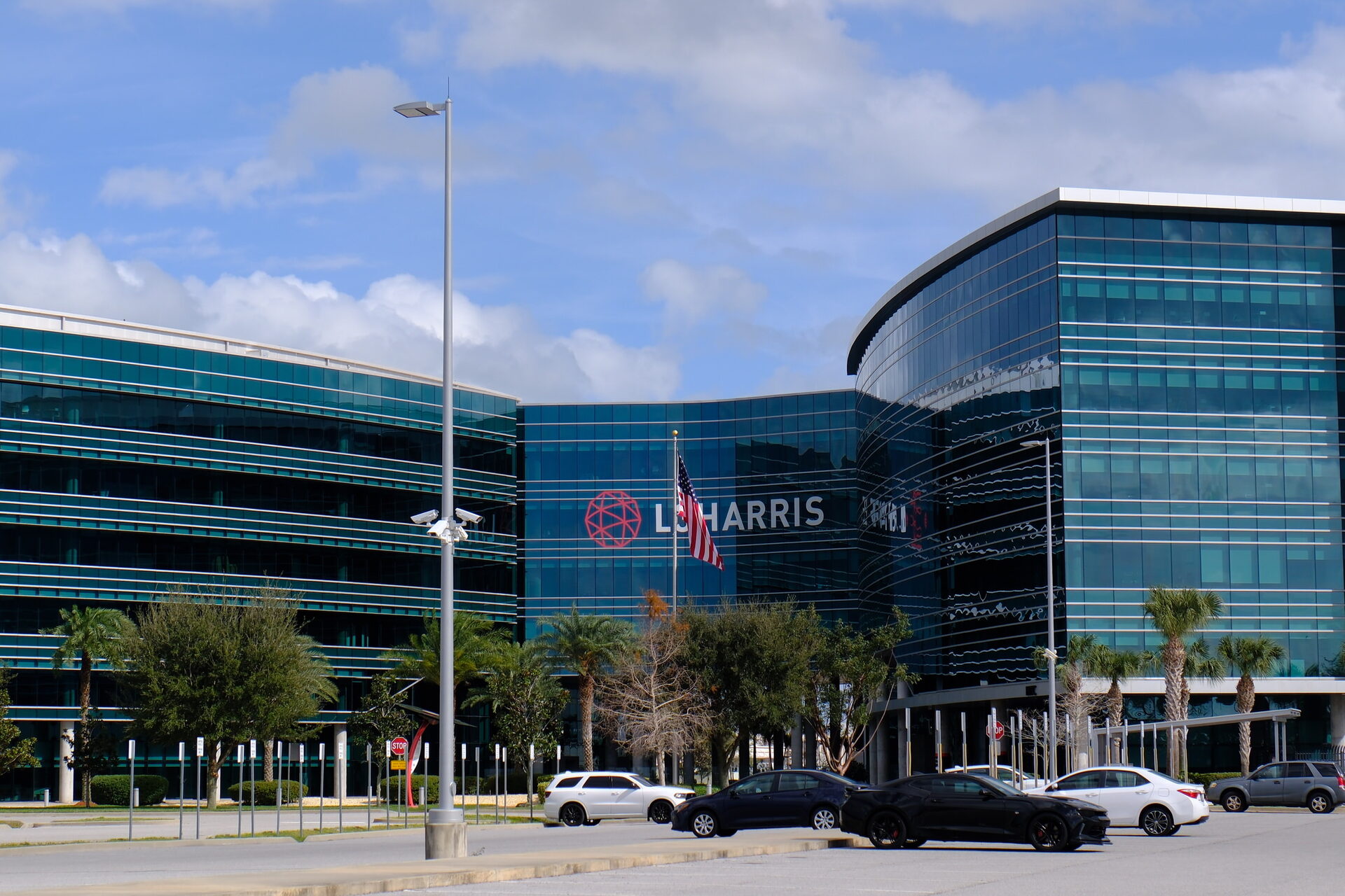 Corporate campus exterior with structured cabling installation