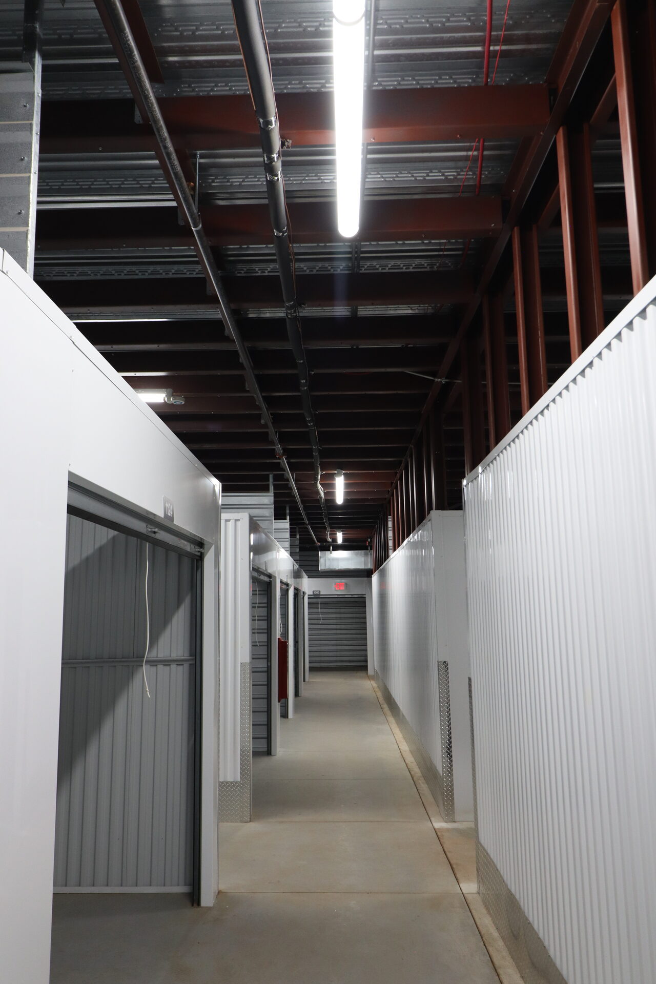 Electrical work inside a large self-storage facility